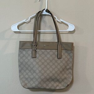 Nine West Taupe Patterned Tote Bag